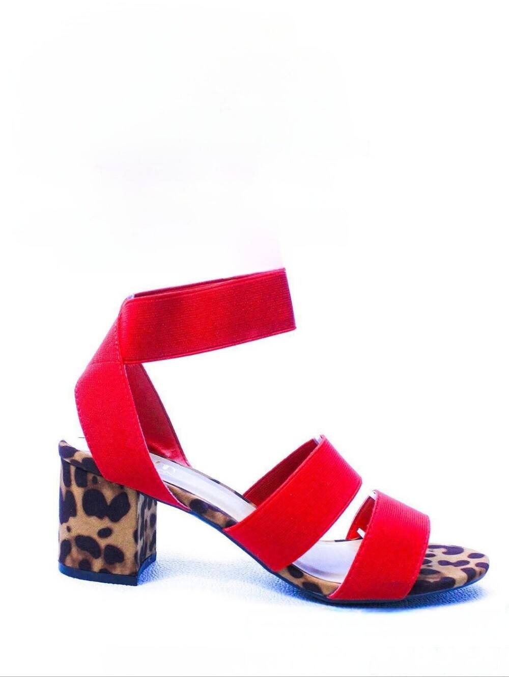 Bamboo Ref Strappy Block Heel Sandals Leopard Footbed Size 7